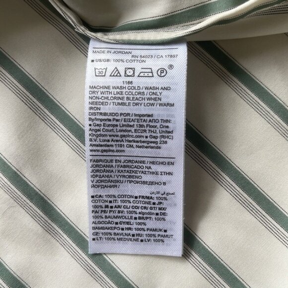 Banana Republic 2025 Cotton Poplin Asymmetrical Shirt Dress Green Stripe Small - Picture 9 of 16